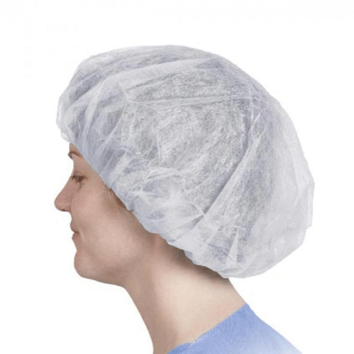 24" White Bouffant Cap, 1000/Cs - BC2410