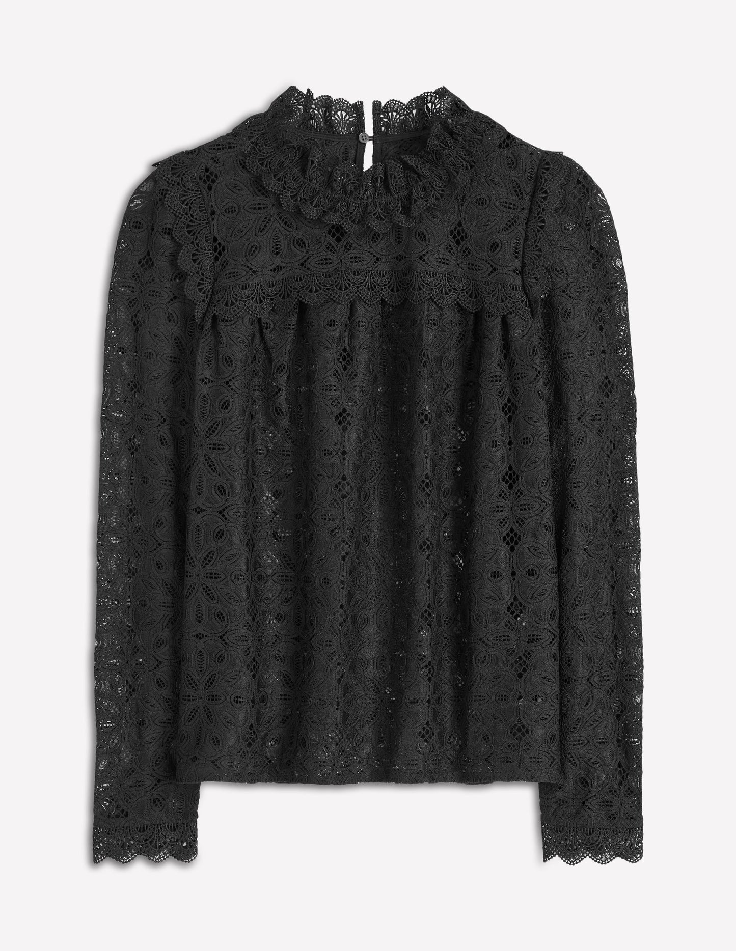 Lace Trim Detail Top-Black