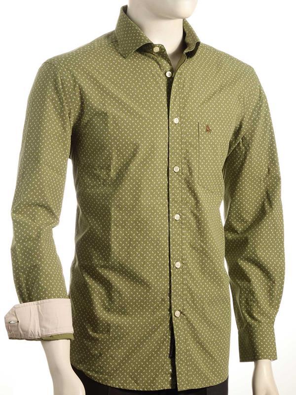 Aaron Green Printed Full sleeve single cuff Cotton Shirt