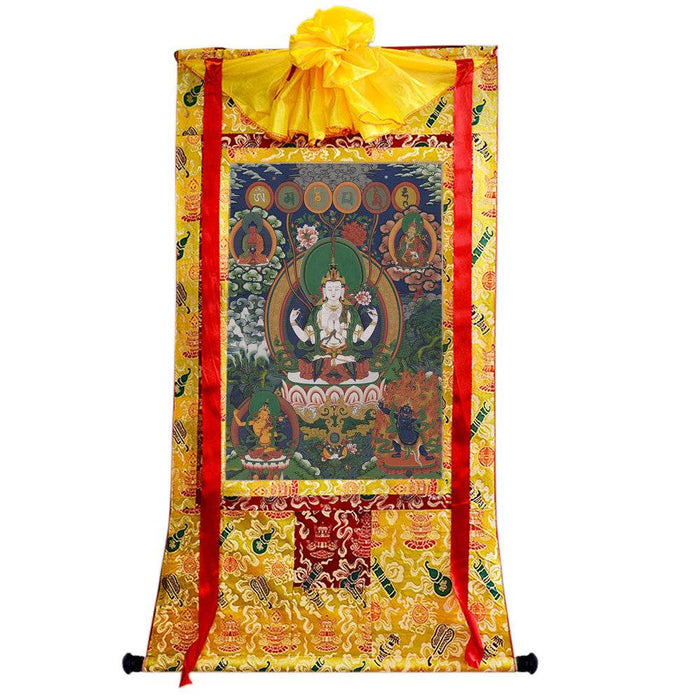 Chenrezig Image - Tibetan thangka painting, view 8