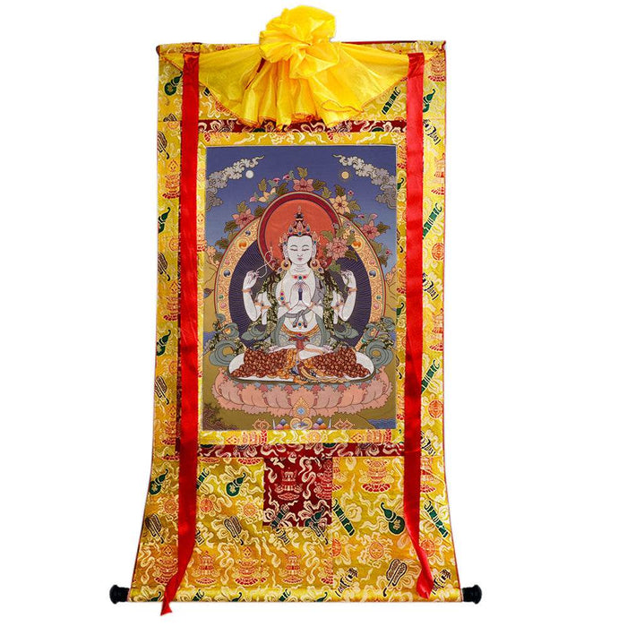 Chenrezig Image - Tibetan thangka painting, view 8