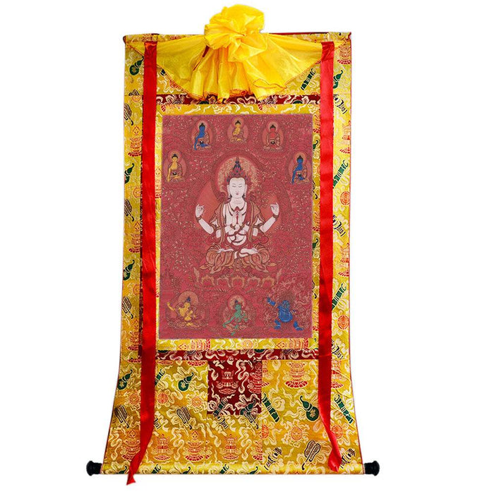 Chenrezig Image - Tibetan thangka painting, view 8