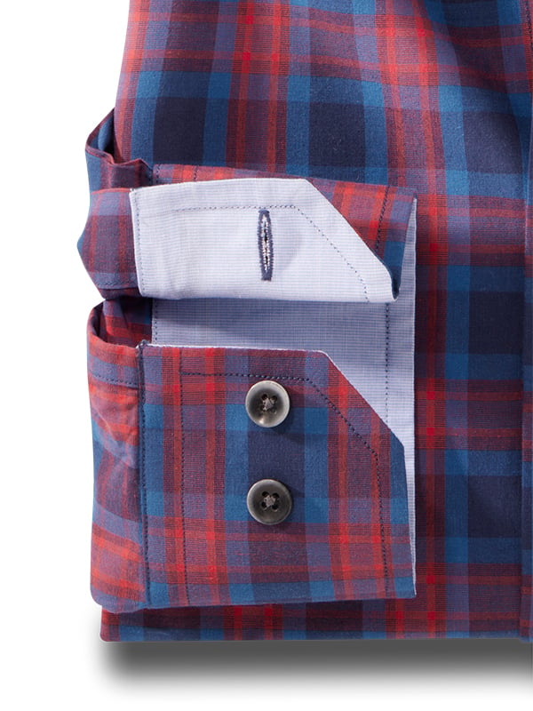 Benzema Red Check Full Sleeve Tailored Fit Casual Cotton Shirt