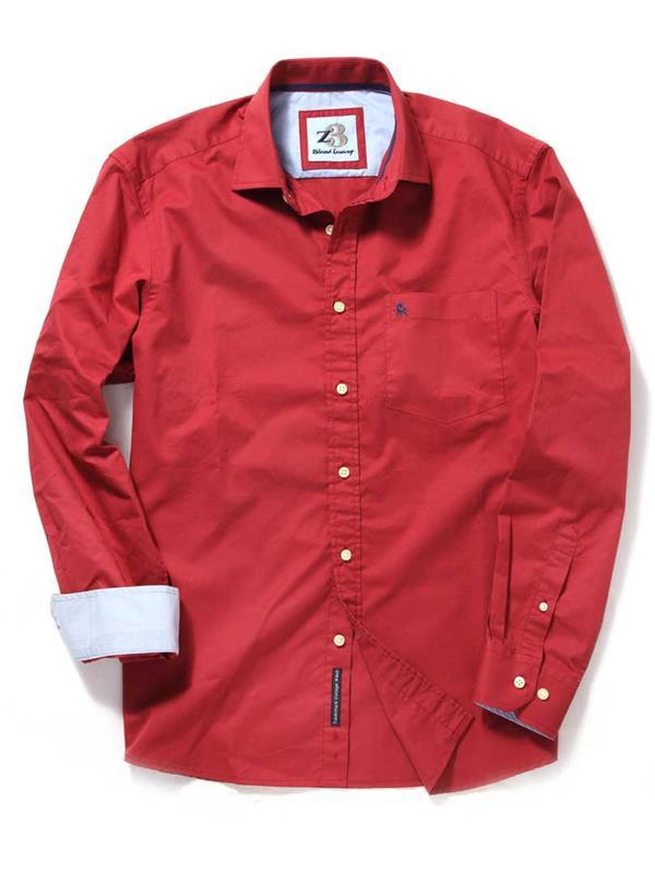 Bloom Red Solid Cotton Shirt