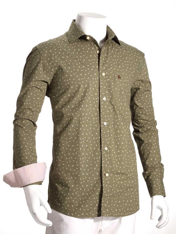 Buds Green Printed Cotton Shirt