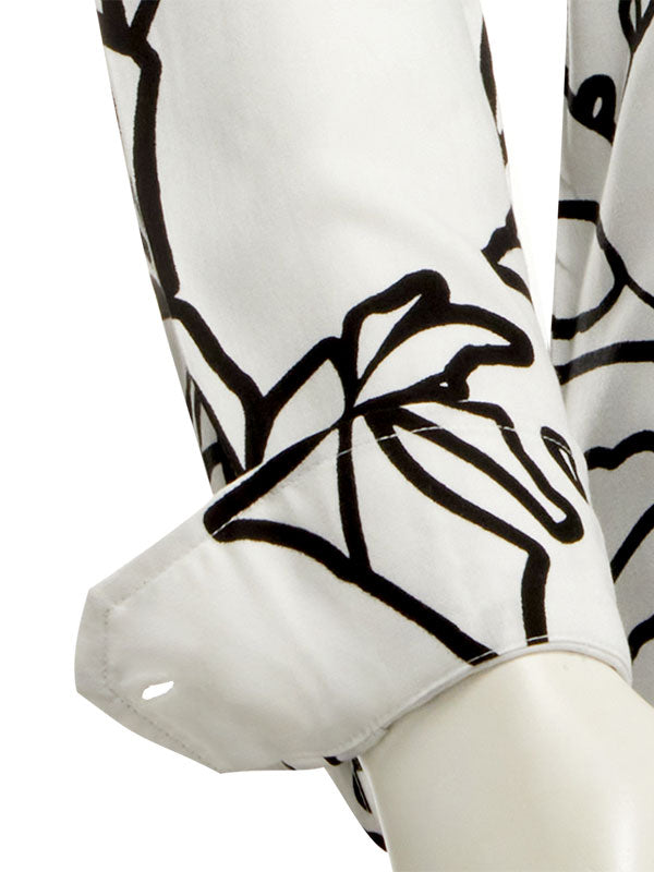 Diablo White Printed Full Sleeve Single Cuff Slim Fit Party Wear Viscose Shirt