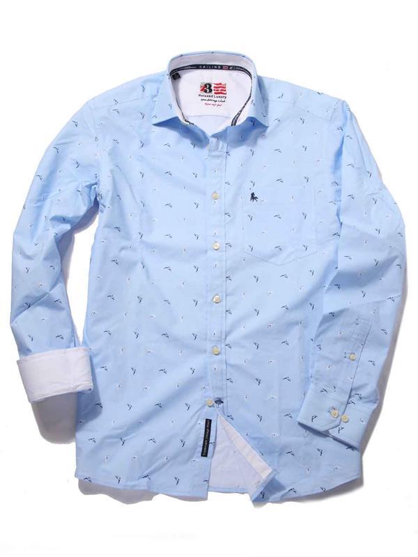Dolphin Sky Printed Cotton Shirt