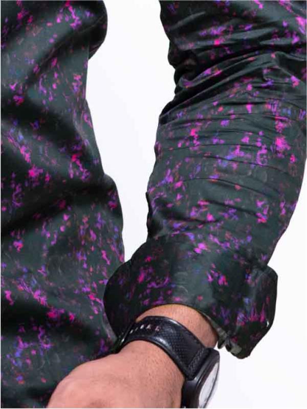Drake Purple Printed Full Sleeve Single Cuff Slim Fit Party Wear Blended Shirt