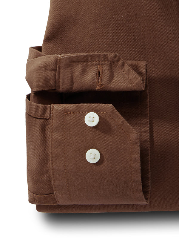Draper Twill Garment Dyed Chocolate Solid Full Sleeve Tailored Fit Casual Cotton Shirt
