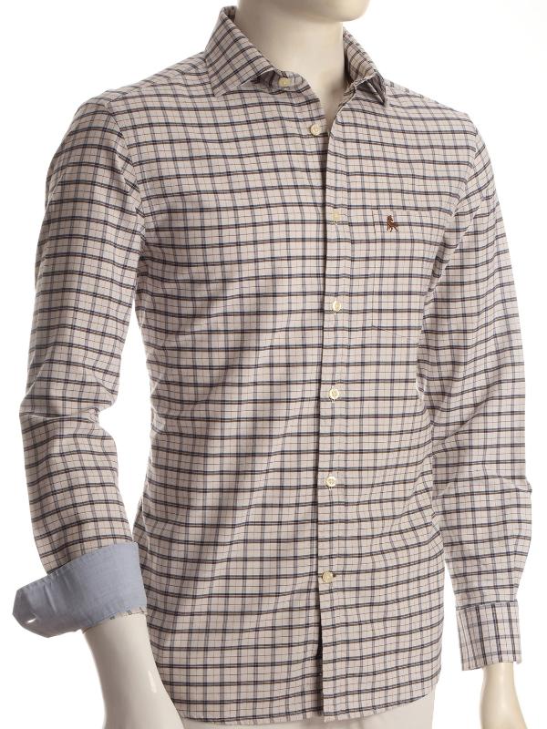 Dunham Brown Check Full sleeve single cuff Cotton Shirt