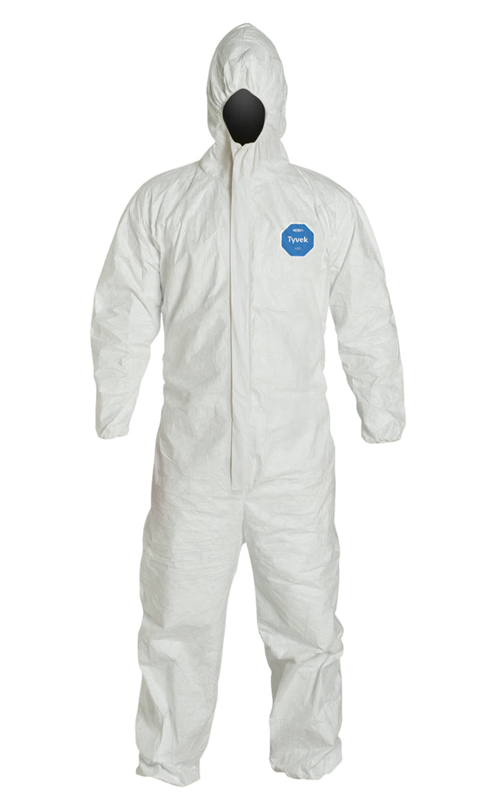 DuPont - Tyvek Large White Elastic Ankle Coverall Hooded - TY127S