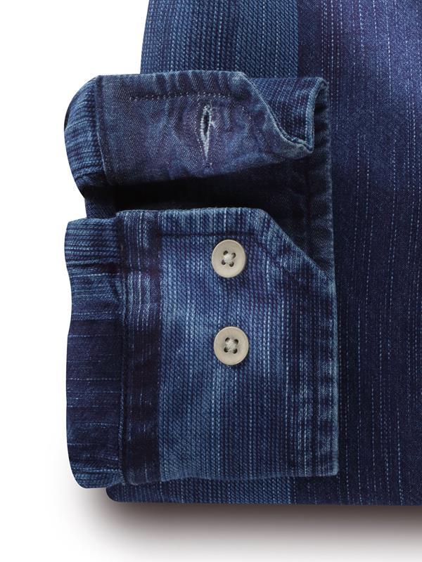 Eastwood Indigo Navy Striped Full sleeve single cuff Cotton Shirt