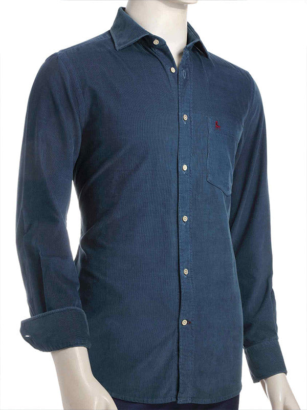 Innsbruck Teal Corduroy Full sleeve single cuff Cotton Shirt