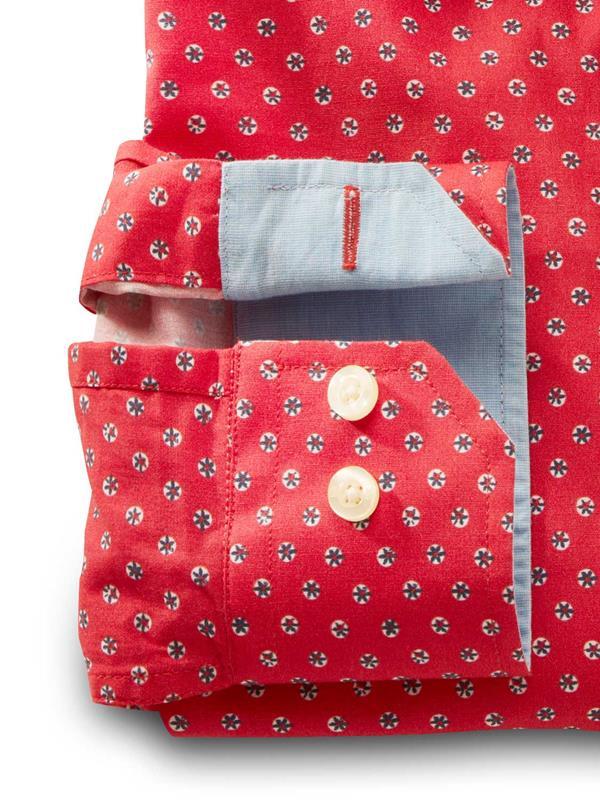 Maho Red Printed Full sleeve single cuff Cotton Shirt