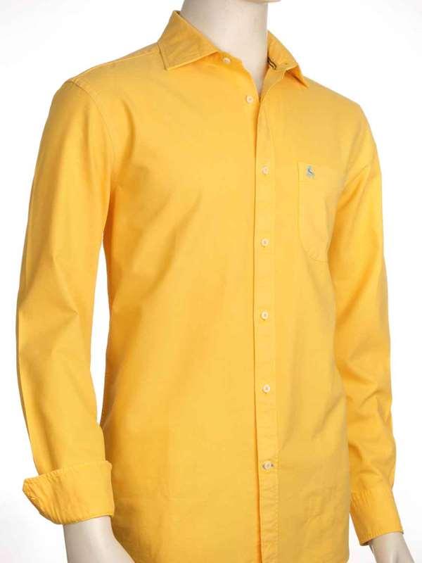 Manchester Yellow Solid Full sleeve single cuff Cotton Shirt