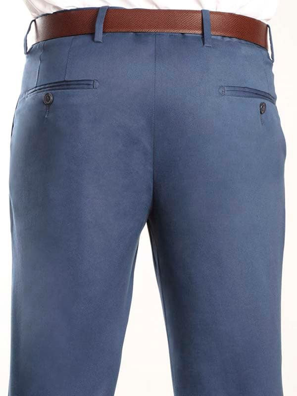 Mantova Navy Tailored Fit Cotton Trousers