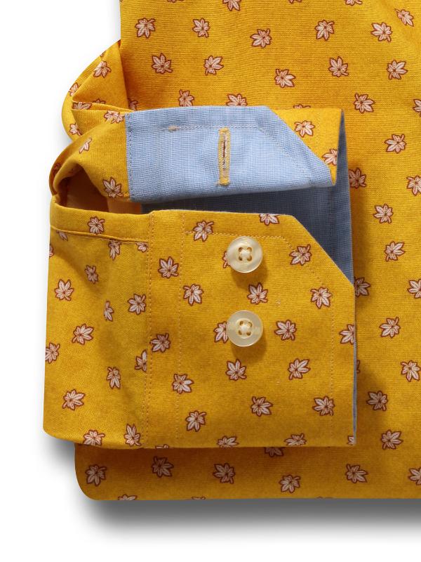 Maple Yellow Printed Full sleeve single cuff Cotton Shirt
