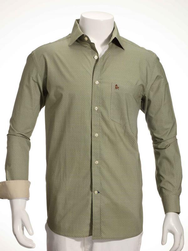 Murray Olive Printed Full sleeve single cuff Cotton Shirt