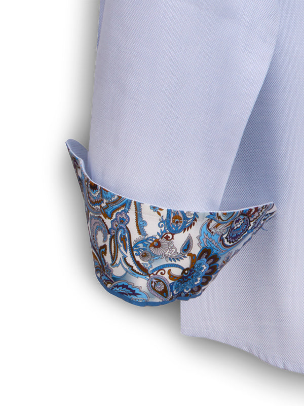 Pietro Sky Solid Full Sleeve Single Cuff Slim Fit Party Wear Cotton Shirt
