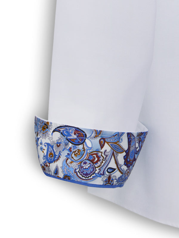 Pietro White Solid Full Sleeve Single Cuff Slim Fit Party Wear Cotton Shirt