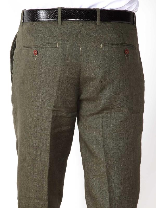 Positano Olive Classic Fit Linen Trousers