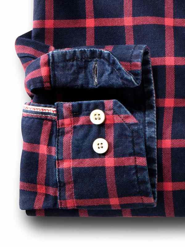 Robert Indigo Red Check Full sleeve single cuff Cotton Shirt