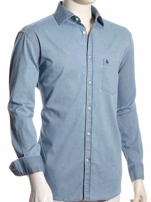 Robert Sky Solid Full sleeve single cuff Blended Shirt