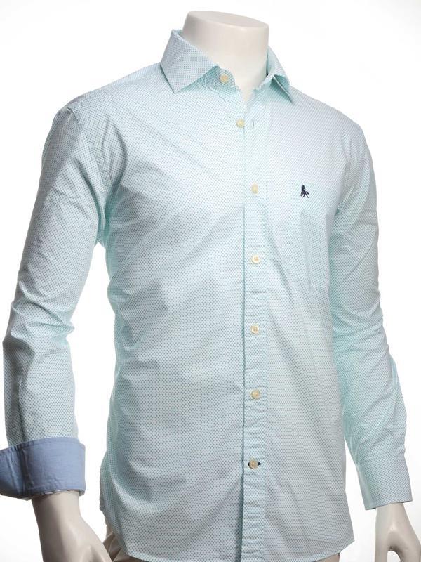 Sanchez White Printed Full sleeve single cuff Cotton Shirt