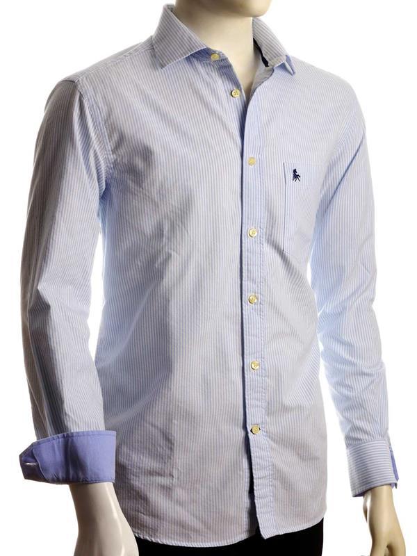 Sidari Sky Striped Full sleeve single cuff Cotton Shirt