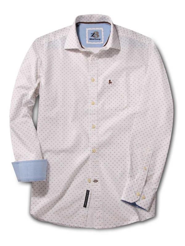 Snail White Printed Full sleeve single cuff Cotton Shirt