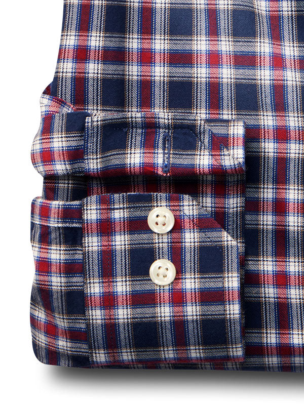 Sterling Navy Check Full Sleeve Tailored Fit Casual Cotton Shirt