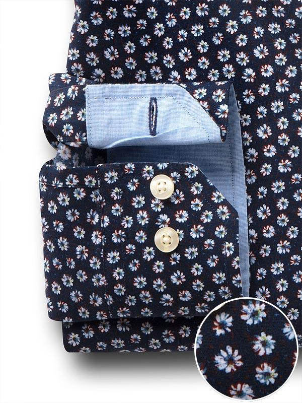 Sunflower Navy Printed Full sleeve single cuff Cotton Shirt