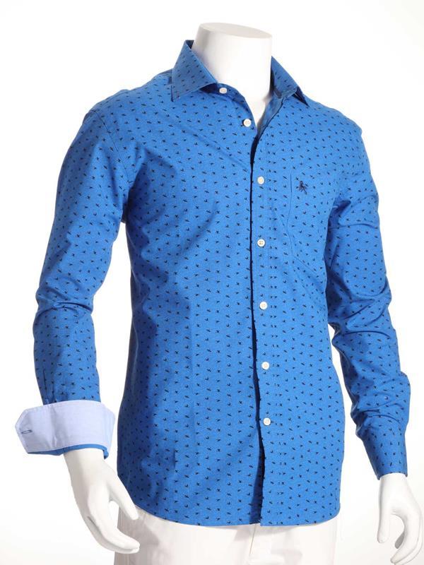 Swan Cobalt Printed Cotton Shirt