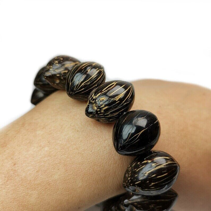 Tibetan Wrist Mala,Lucky Rat Beads,Plam Seed Bead Bracelet Prayer Bead,9" Length - Tibetan Buddhist mala beads, view 8