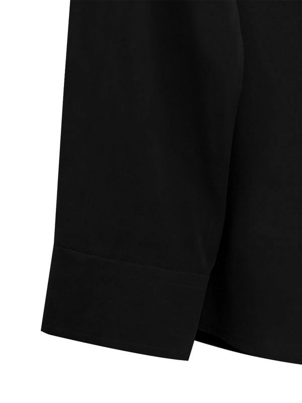 Verstappen Black Solid Velvet Touch Full Sleeve Single Cuff Slim Fit Party Wear Blended Shirt