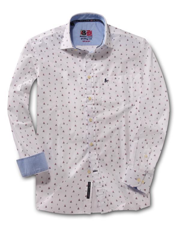 Yacht White Printed Cotton Shirt