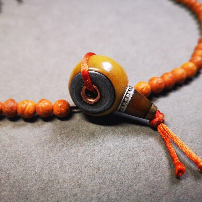 Yak Bone 3-Hole Prayer Bead,Mala Bead,0.95" - Tibetan Buddhist mala beads, view 8