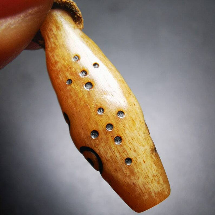 Yak Bone Carved Amulet Pendant, Prayer Beads 1.18" - Tibetan Buddhist amulet, view 8