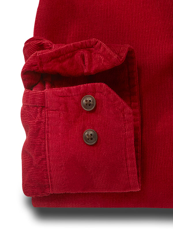 Zermatt Corduroy Garment Dyed Red Full Sleeve Tailored Fit Casual Cotton Shirt