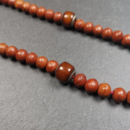 1 Pair of Yak Bone Beads 0.47" - Tibetan Buddhist art, detailed view