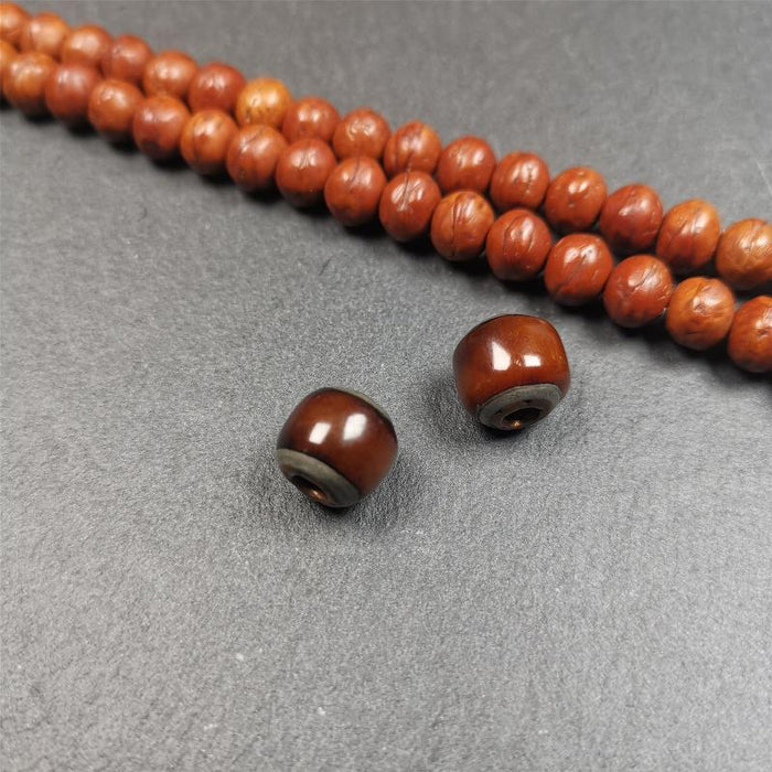 1 Pair of Yak Bone Beads 0.47" - Tibetan Buddhist art, view 6