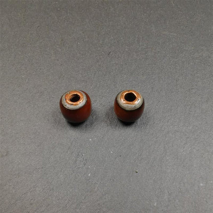 1 Pair of Yak Bone Beads 0.47" - Tibetan Buddhist art, view 7
