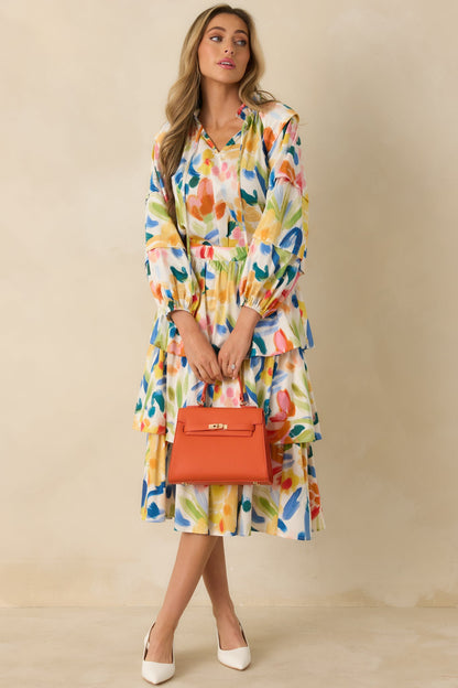 Prosperina Tara Multi Cotton Abstract Floral Print Top