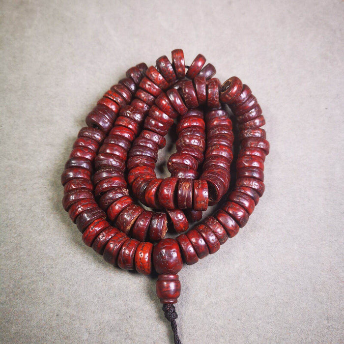 108 Bodhi Bead Mala,Old Prayer Beads Necklace - Tibetan Buddhist mala beads, view 4