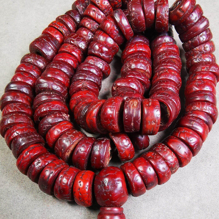 108 Bodhi Bead Mala,Old Prayer Beads Necklace - Tibetan Buddhist mala beads, view 5