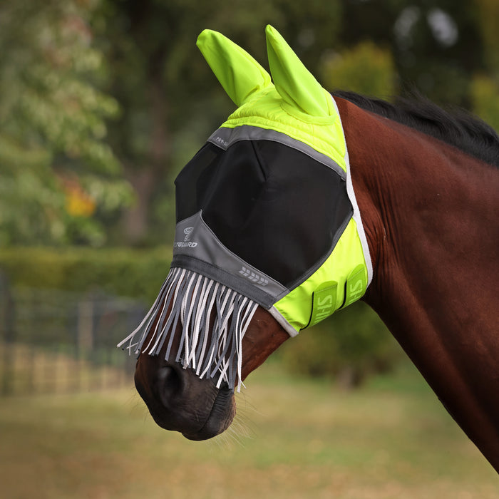 10866 - Shires FlyGuard Pro Hi-Viz Fine Mesh Fly Mask with Ears & Nose Fringe