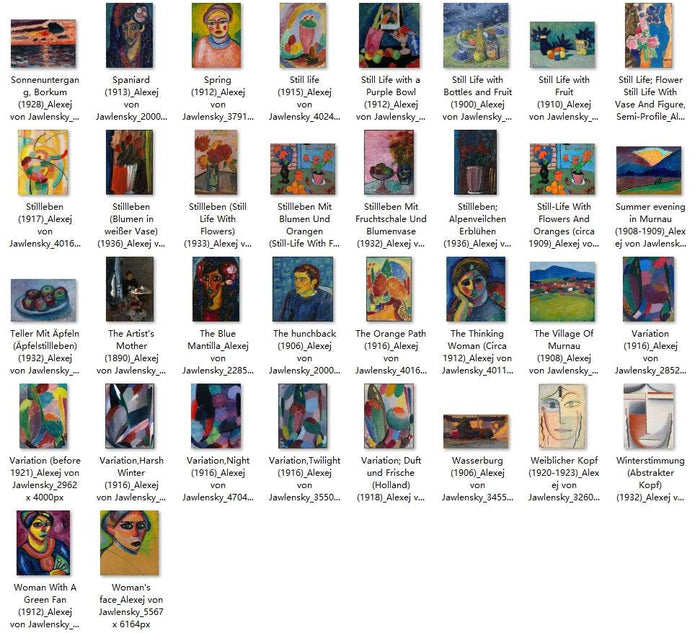 114 Painting Images by Alexej von Jawlensky Russian, 1864-1941 - Tibetan Buddhist thangka, close-up detail