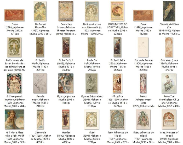 166 Painting Images by Alphonse Mucha Czech, 1860-1939 - Tibetan Buddhist thangka, detailed view