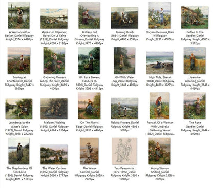 23 Painting Images by Daniel Ridgway Knight American, 1839 - 1924 - Tibetan Buddhist thangka, front view