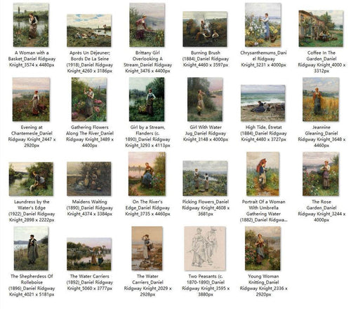 23 Painting Images by Daniel Ridgway Knight American, 1839 - 1924 - Tibetan Buddhist thangka, front view